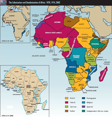 map of the European colonies in Africa