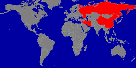 Map of the most influential countries supporting the regime of Bashar al-Assad in Syria