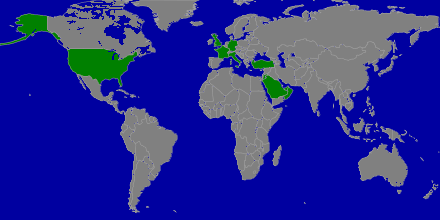 Map of the most influential countries supporting the Free Syrian Army