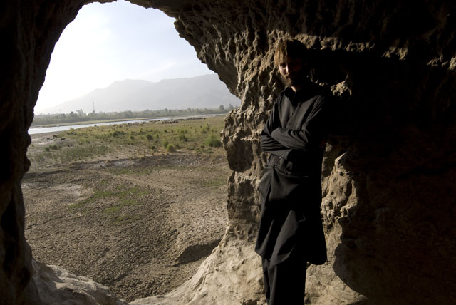 Matthew VanDyke in a Buddhist cave near Jalalabad Afghanistan